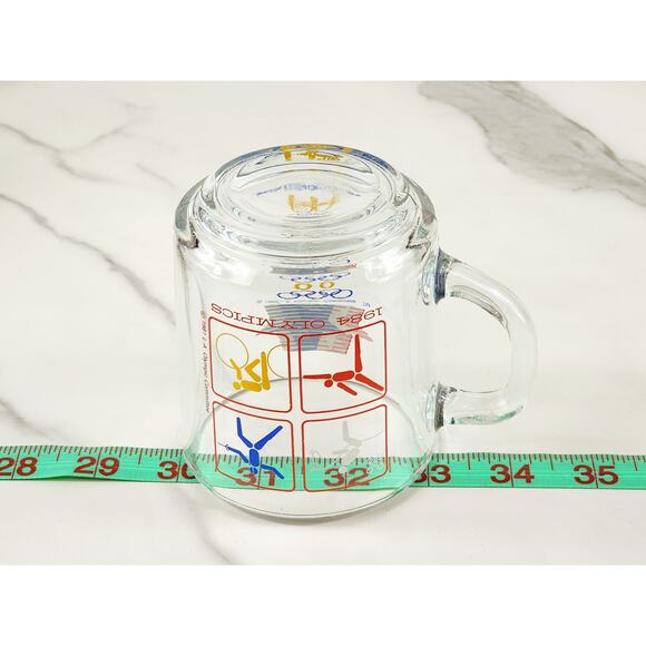 Los Angeles Olympic 1984 Glass Clear Mug Teacup 10oz McDonald's 3 1/2" Vintage - Picture 15 of 15